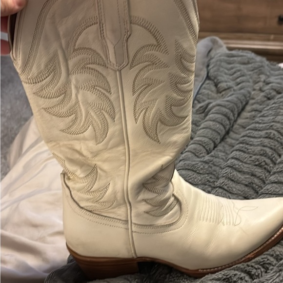 Boots. Tecovas Bone Calfskin Cowboy Boots - Picture 2 of 11